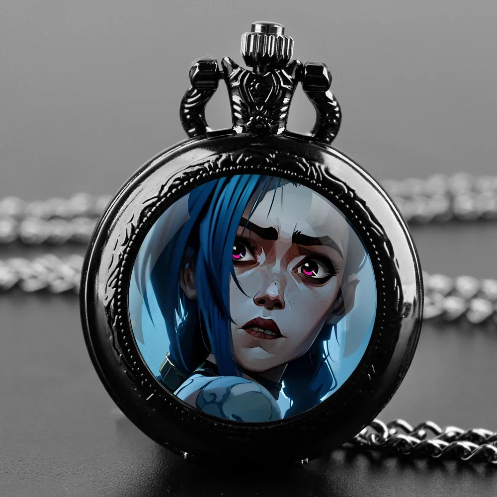 غامض Jinx فريد الإبداعية ساعة جيب كوارتز قلادة كلاسيكية العربية الهاتفي قلادة ساعة هدايا للرجال النساء Reloj De Bolsillo