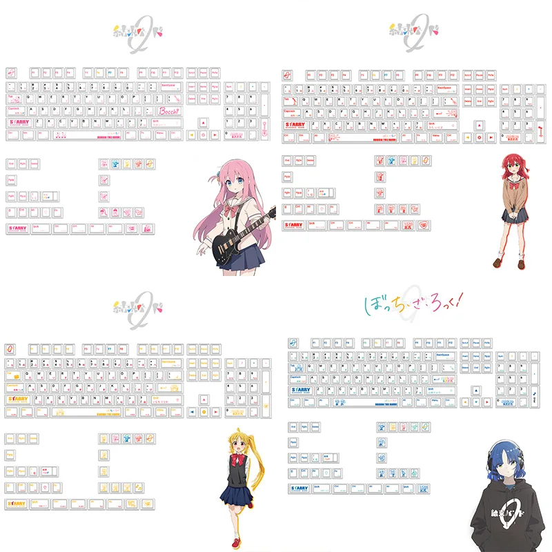 136 مفتاحًا من ملف تعريف الكرز BOCCHI THE ROCK أغطية مفاتيح حرارية للتسامي PBT للوحة المفاتيح الميكانيكية للهدايا الأجهزة الطرفية #5