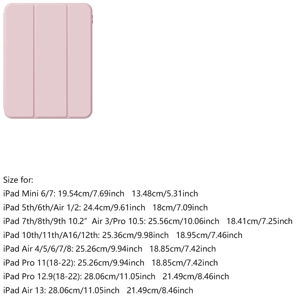 soft TPU Back Case for iPad 5 6 7 8 9 10 11 12 Air 1 2 3 4 5 6 7 Mini 6 7, Faux Leather Tri-fold Tablet case, Auto Sleep/Wake