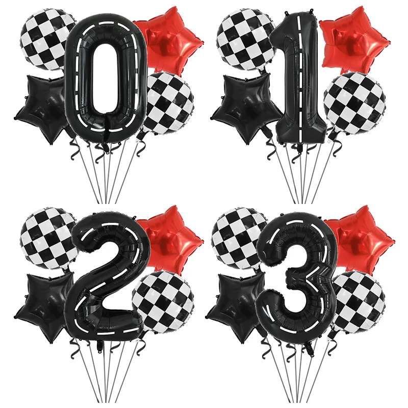 5Pcs Race Car Balloon 40 Inch Racetrack Number Balloon Baby Shower Boys Two Fast Birthday Race Car Theme Party Decorate