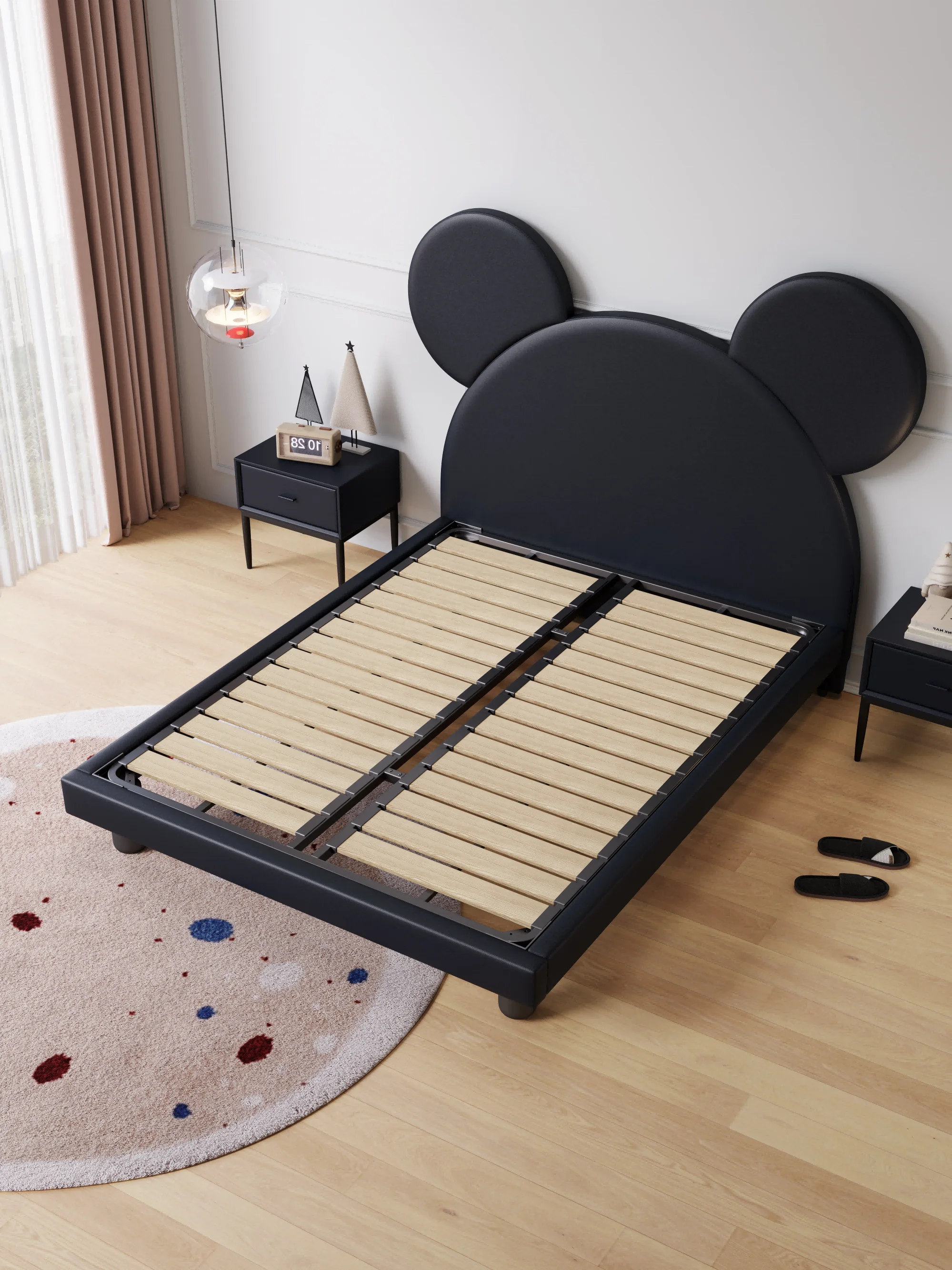 for Tech Fabric Queen Size Up-holstered Beds Lovely Headboard Platform Custom Children Bed with Nightstand