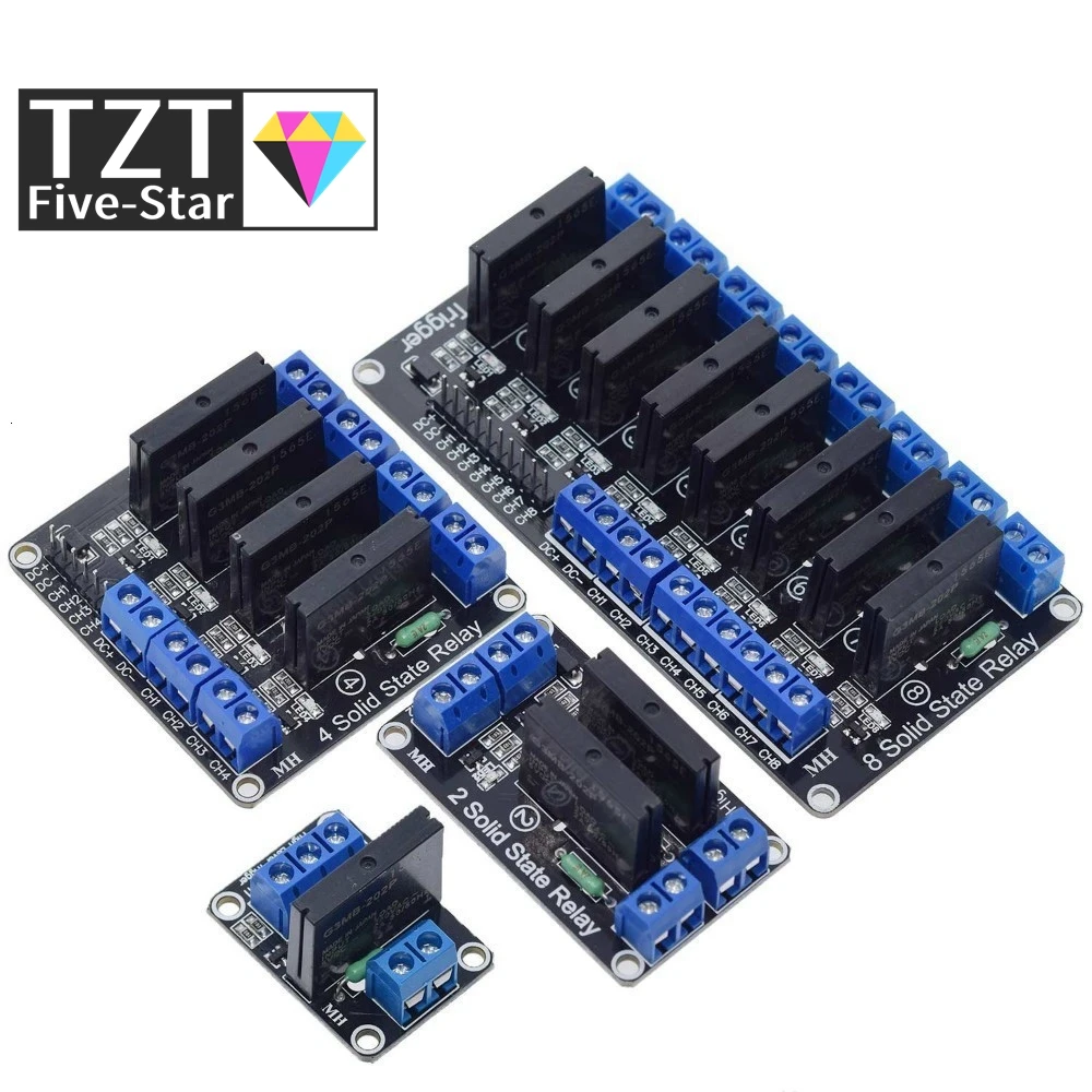 TZT 1/3PCS 5V Relay 1 2 4 8 Channel For OMRON SSR High Low Level Solid State Relay Module 250V 2A For Arduino