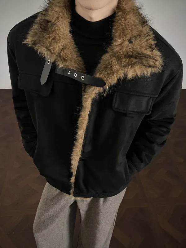 

TANGZ Studio Men's And Women's Biker Cotton Jaet with Suede Collar Hipster Faionable Winter Outerwear Eagle Design