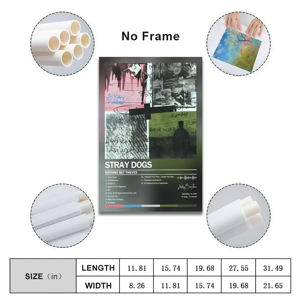 Poster Peelable Self-Adhesive Album Cover Stickers, Frameless Wall Art for Singer Band Pop Rap Bedroom Nothing But T-Thieves