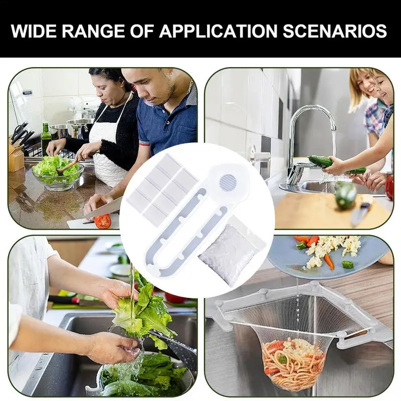 Food Strainer For Sink Over Sink Mesh Organizer Expandable Rice Cloth Triangle Drain Basket Bags Kitchen Strainer Net Accessory