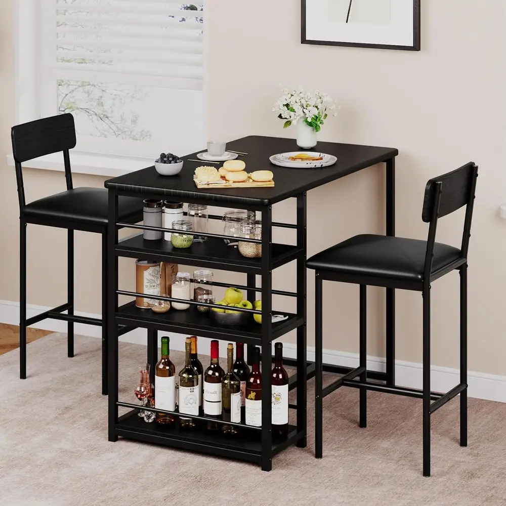 Dining Table Set or 2, Kitchen Table and Chairs or 2 with Upholstered Chairs, 3 Piece Counter Height Bar Kitchen Table Set with