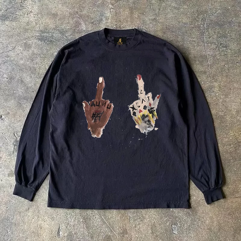 Long Sleeve 310 Pure Cotton Men's T-Shirt Upward Hero Non-Light American Style Couple's T-Shirt Youth Loose Fit Printed Tee