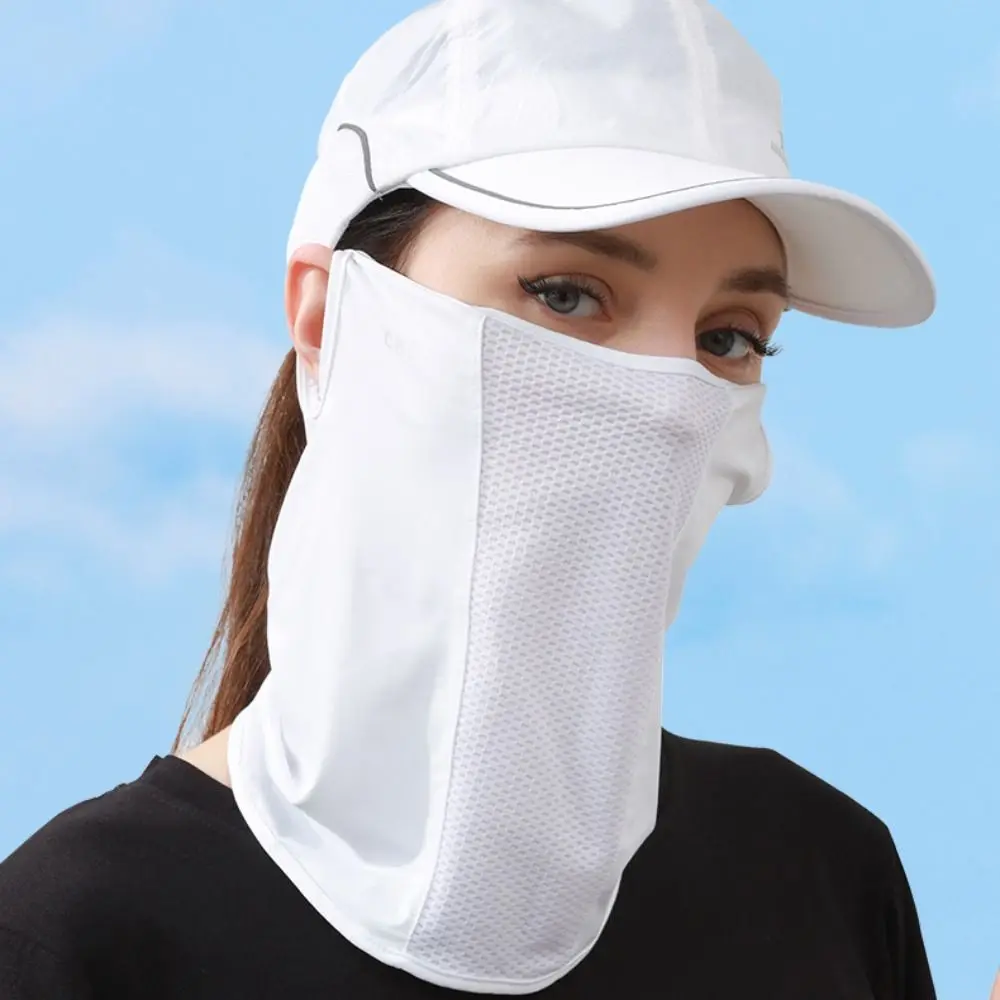 Summer Ice Silk Sunscreen Mask Outdoor Cycling Breathable UV Protection Hanging Ear Neck Wrap Cover Face Cover