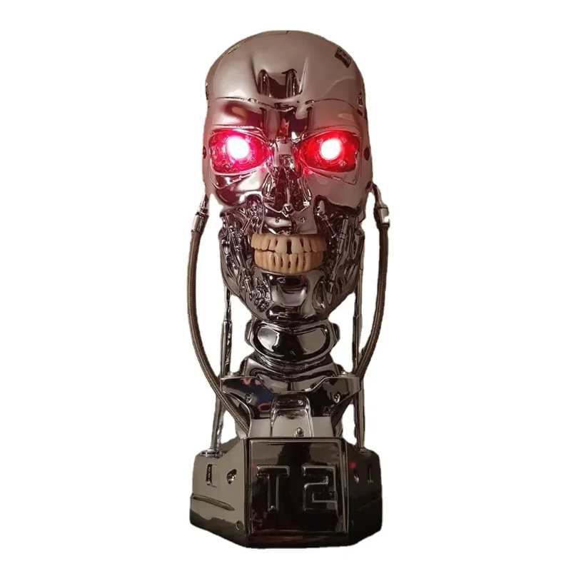 [Funny] Replica Resin Terminator T800 1:1 Scale Skull Endoskeleton Lift-Size Bust Figure light LED EYE T-800 T2 statue model