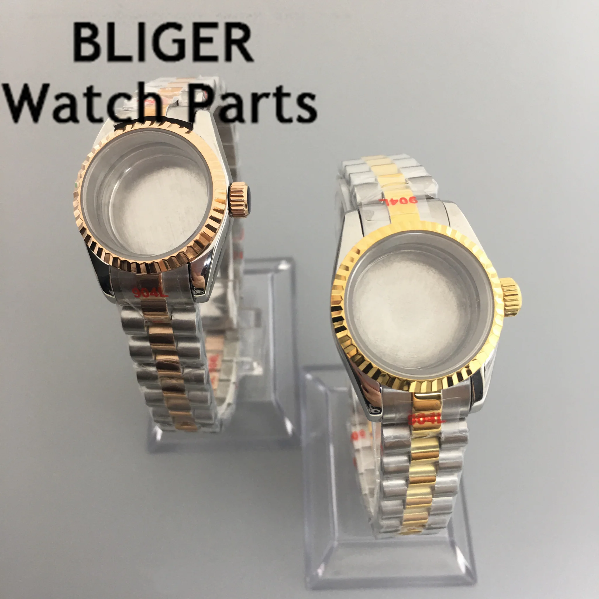 Imagem -06 - Bliger 26 mm Prata Ouro Relógio Case Vidro Safira Prata Preto Verde Mostrador Ajuste Nh05 Nh06 Movimento