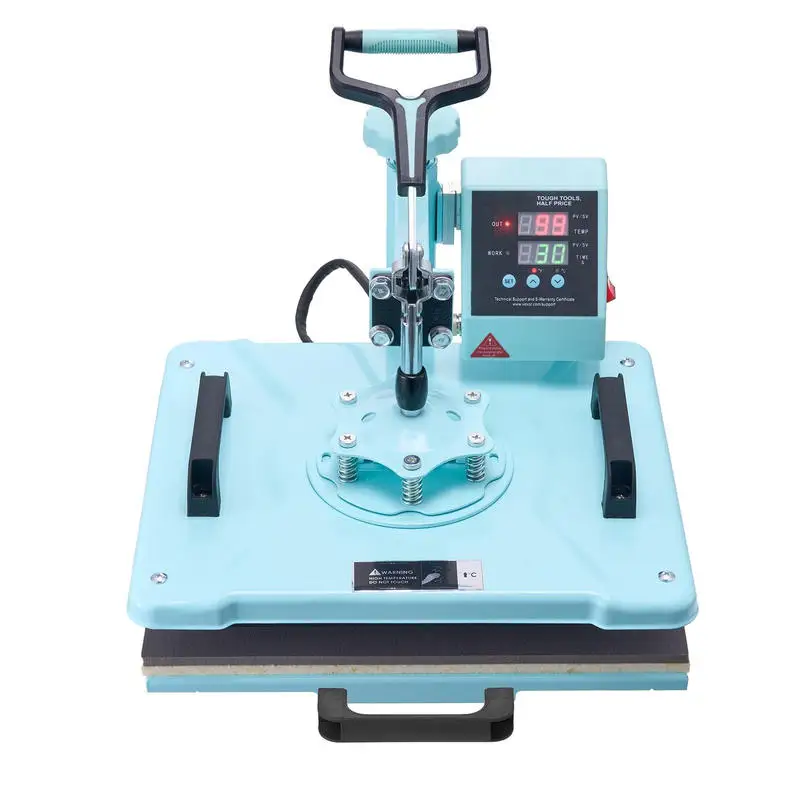 Presse à chaud, 12 x 15 pouces, machine de transfert thermique 5-en-1 avec presse pour gobelets de 30 oz, 360 °   Presse à t-shirts pivotante, contrôle numérique de précision, pour t-shirts/tasses/casquettes/assiettes, verte