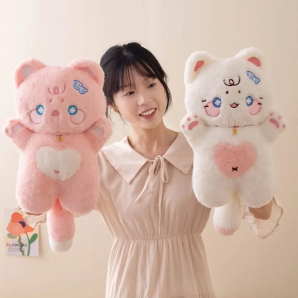

Attract Wealth Cute Cat Plush Toys PP Cotton Waving White Cat Plush Pillow Kawaii Cartoon Black Cat Plush Doll Children Girl
