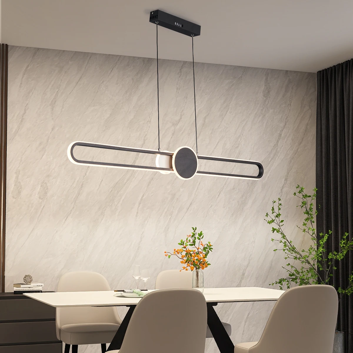 

Minimalist Pendant Lights Lamp LED Hanging Adjustable Dimmable Linear Pendant Lamp with Remote for Kitchen Dining Bed Room