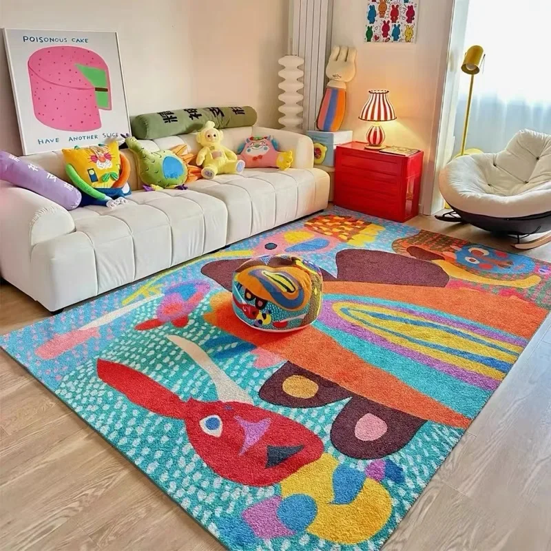 Creative Graffiti Living Room Carpet Large Area Colorful Cartoon Children\'s Room Rug Bedroom Bedside Plush Mats Ковер Tapis 러그