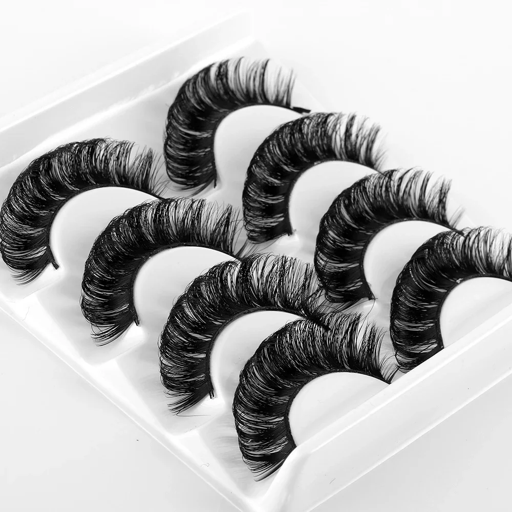 4 Pairs Russian Strip Lashes Fluffy Mink Lashes 3D False Eyelashes DD Curl Fake Eyelashes for Glamorous Look