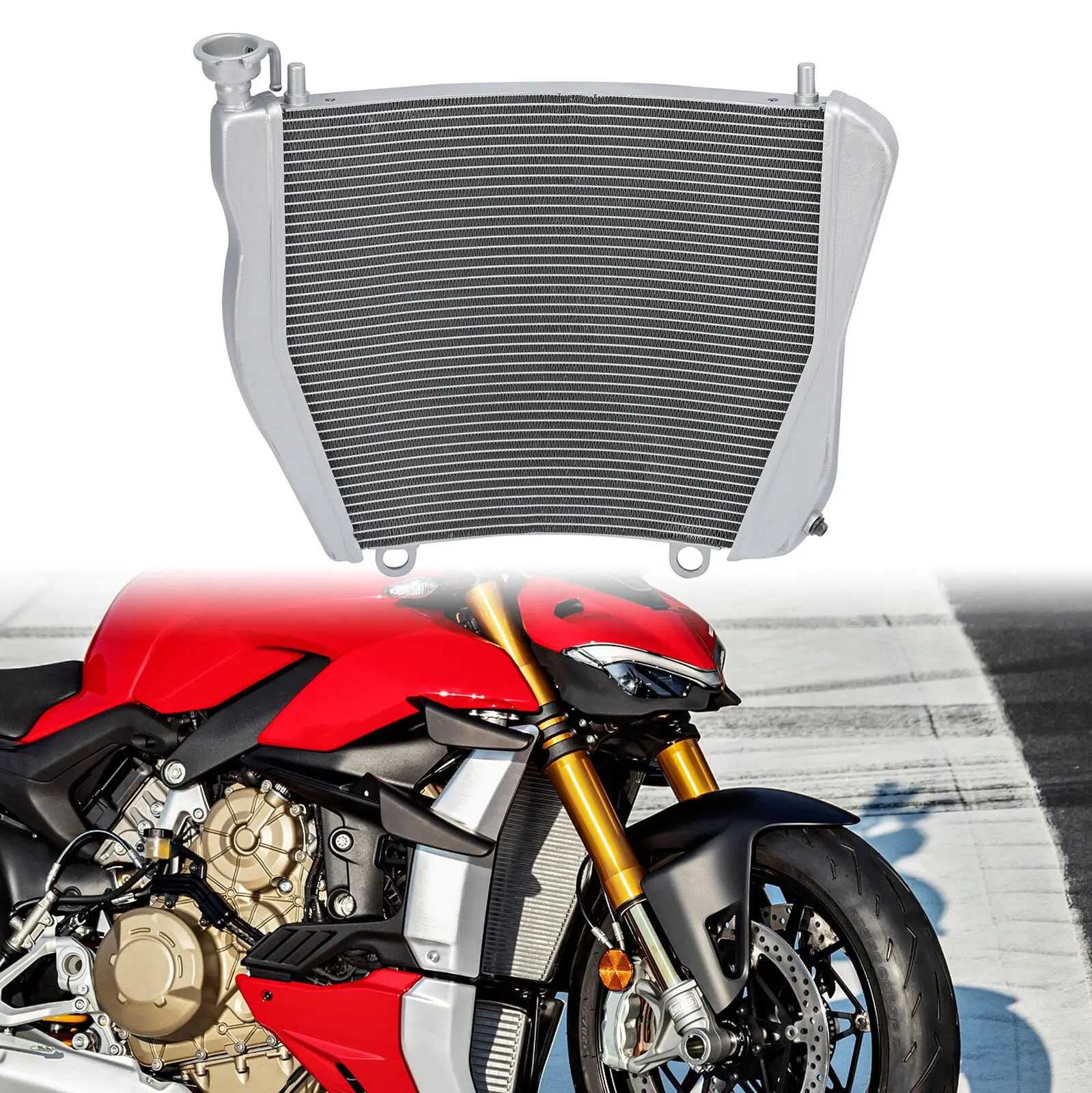 TCMT XF-M342 Silver Water Cooling Cooler Radiator Fit for Ducati Panigale V4 2018-2021