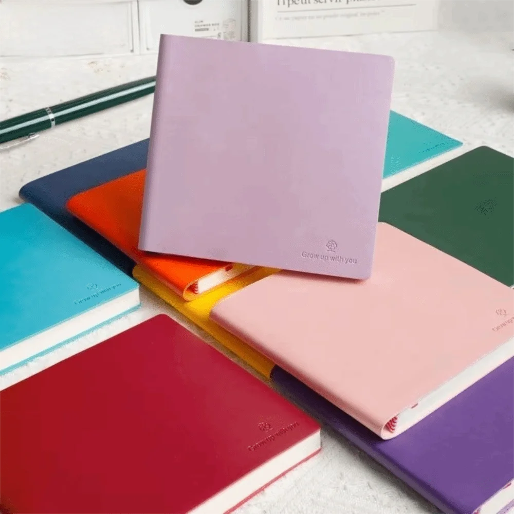 Candy Colors Square Notebook PU Soft Cover Horizontal Line Page Thick Notebook 100 Sheets 200 Pages Notepad Book
