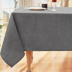 Rectangle Tablecloth Faux Linen Table Cloth Waterproof Wipeable Fabric Round Tablecloth Washable Table Cover For Kitchen Dining