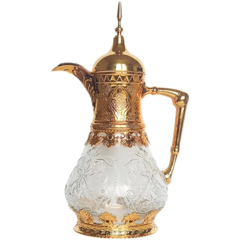 European retro high-end carved tea kettle large-capacity juice beverage glass pot cool kettle