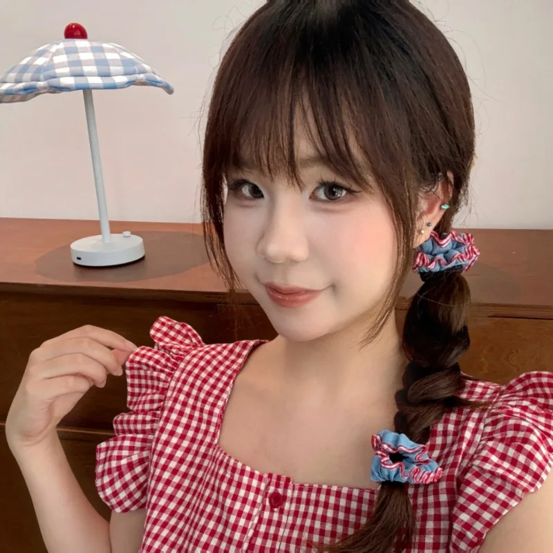 2/6 Pcs Women's Hair Scrunchies Set Denim Korean Lace Cute Sweet High Elasticity Hair Bands Headwear High-quality Hair Accessory