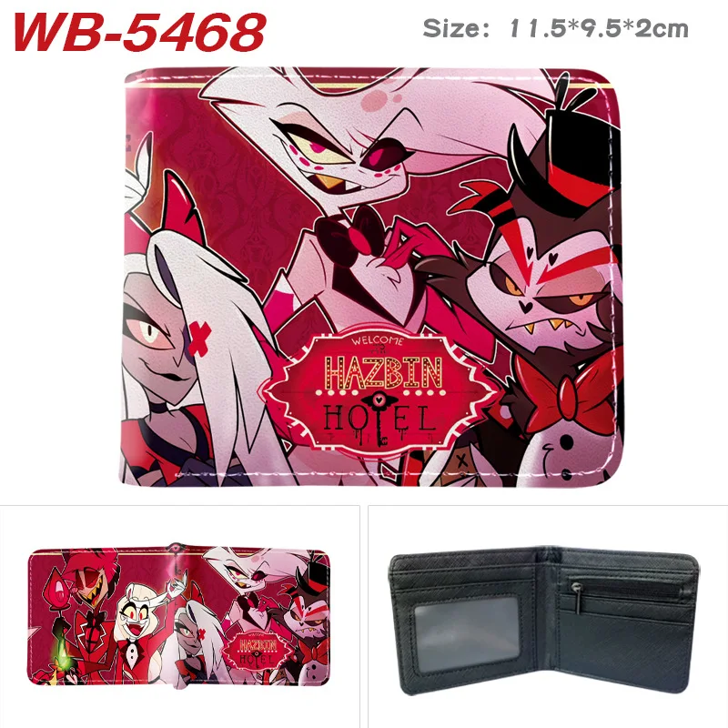 Hazbin Hotel Cartoon Children Short Wallet Portable Anime Printed Pu Purse Bag Card Holder Bus Credit Card Coin Storage Bag Gift