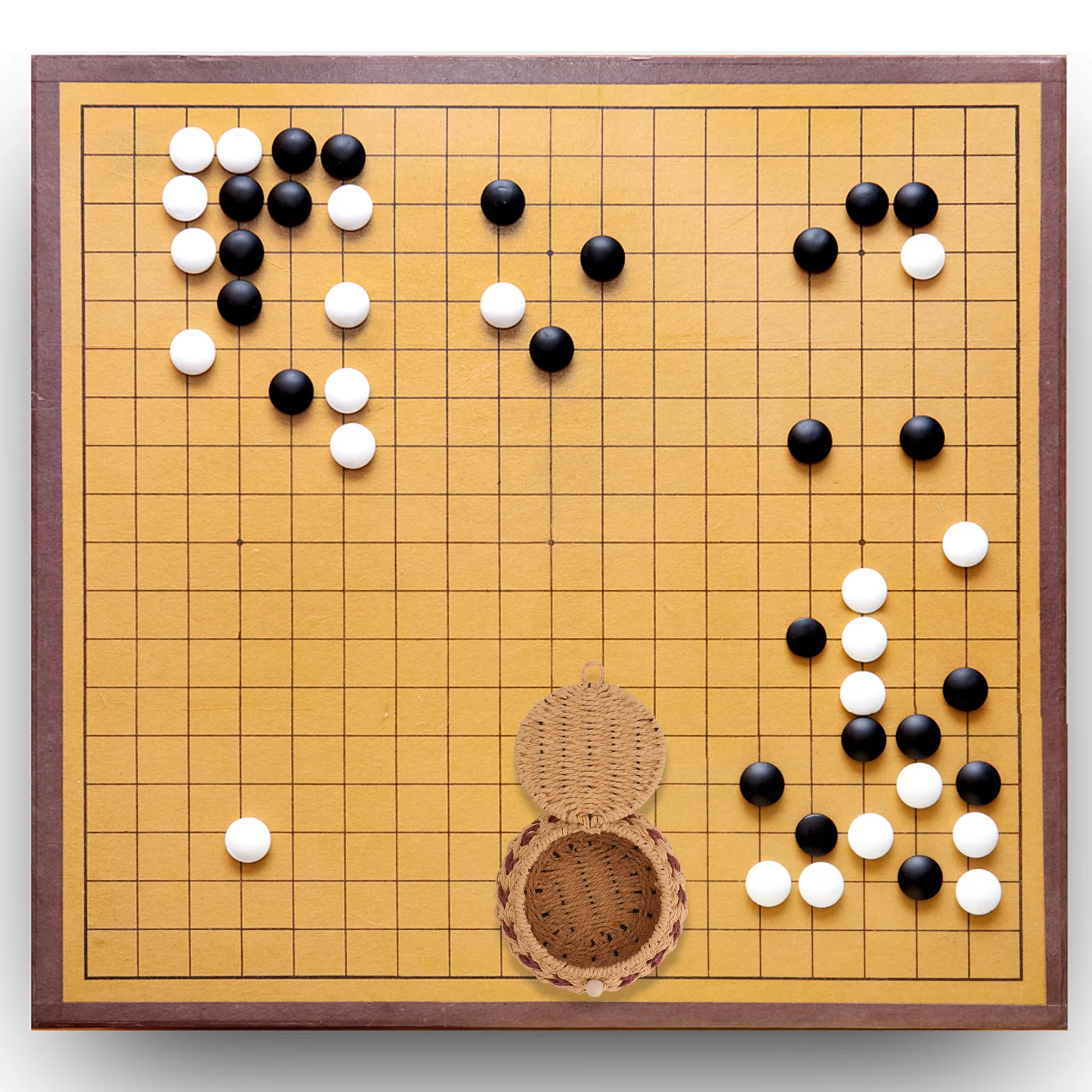 

2Pcs Grass Woven Go Chess Storage Box Container for Chess Pieces Candy Dried Fruits Multi Use