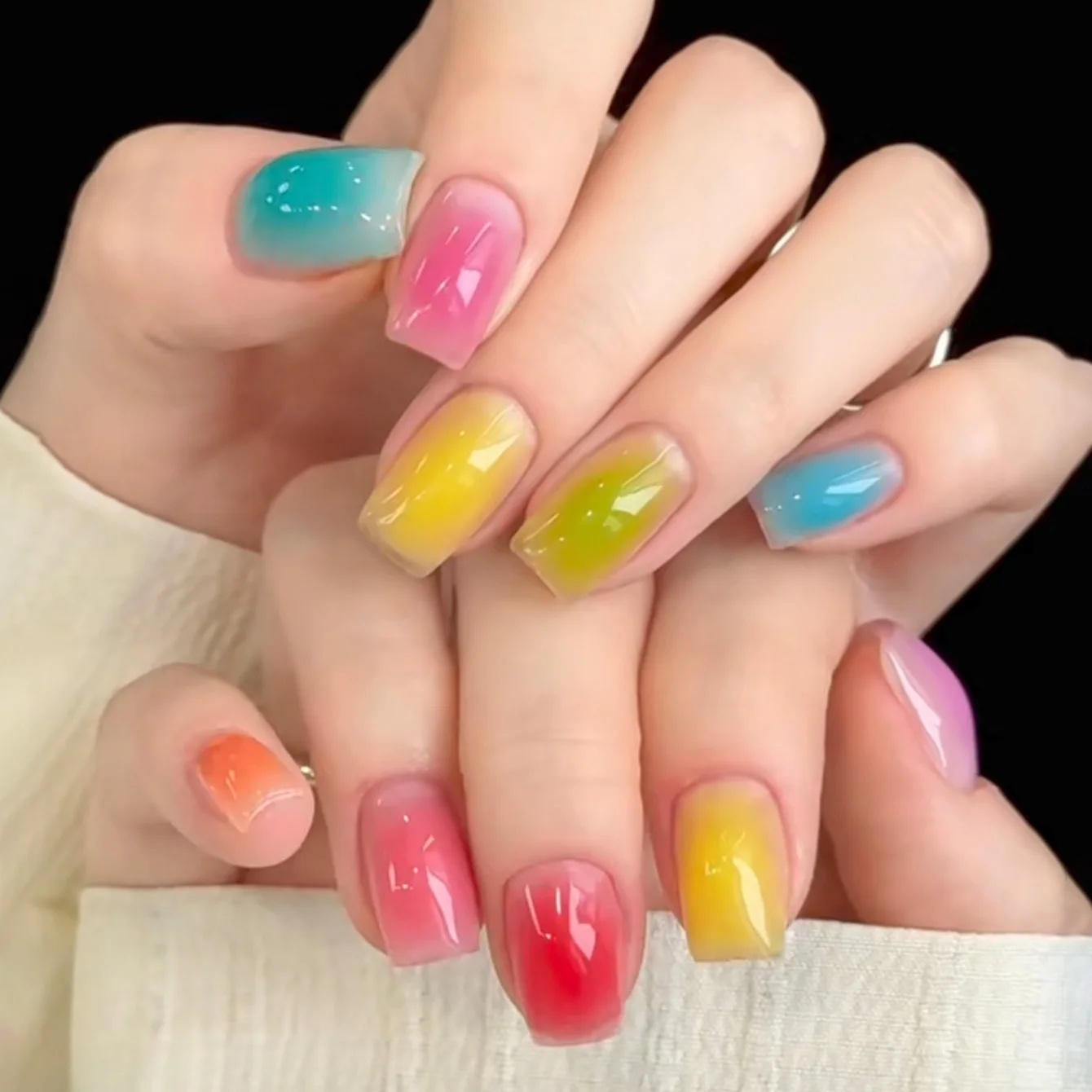 SHAKA 1pcs Ice Transparent Milk Glass Pudding Gel Nail Polish Popular Whitening Macaron Dopamine Pink Blue Glass Nail Art