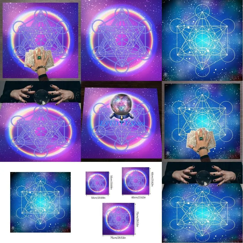 

G6DE 60x60cm Tarots Table Altar Cloth Metaphysical Board Game Mat Pendulum Divination Altar Tablecloth Board Game Cards Pad