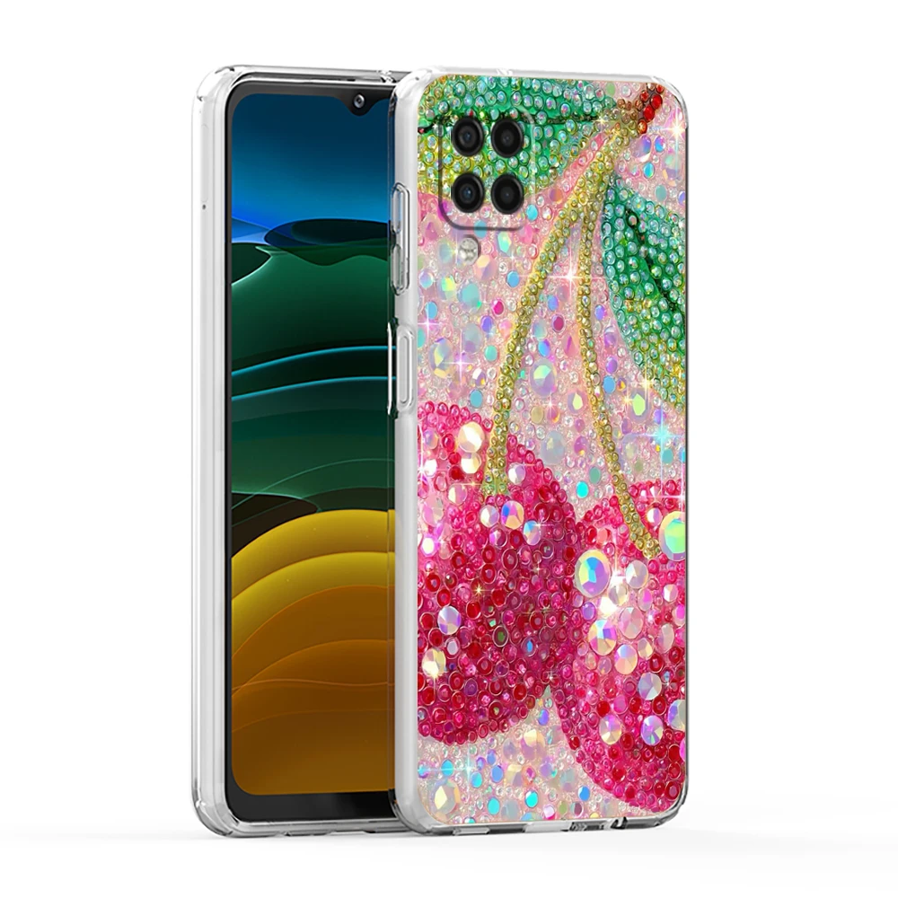 Sparkling Cherry Soft Cover for Samsung Galaxy A13 A15 A17 A22 A23 A25 A32 A35 A51 A52 A53 A55 5G Transparent Phone Case Present
