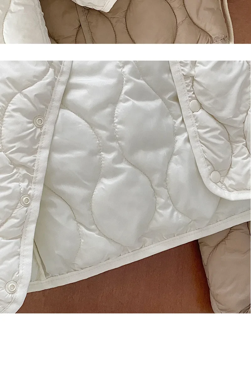 2-7 Jahre Winter Kinder Wattierte Jacke V-Ausschnitt Druckknopf Einfarbiger Mantel für Jungen Mädchen Warme Kinder Oberbekleidung Alltag – Detail 13