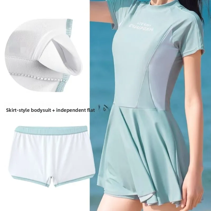 Amber New Sle One-Piece Swimsuit Women's plus Size Conservative Independent Spor Bikini with Chest Pad Ele Fre Sle