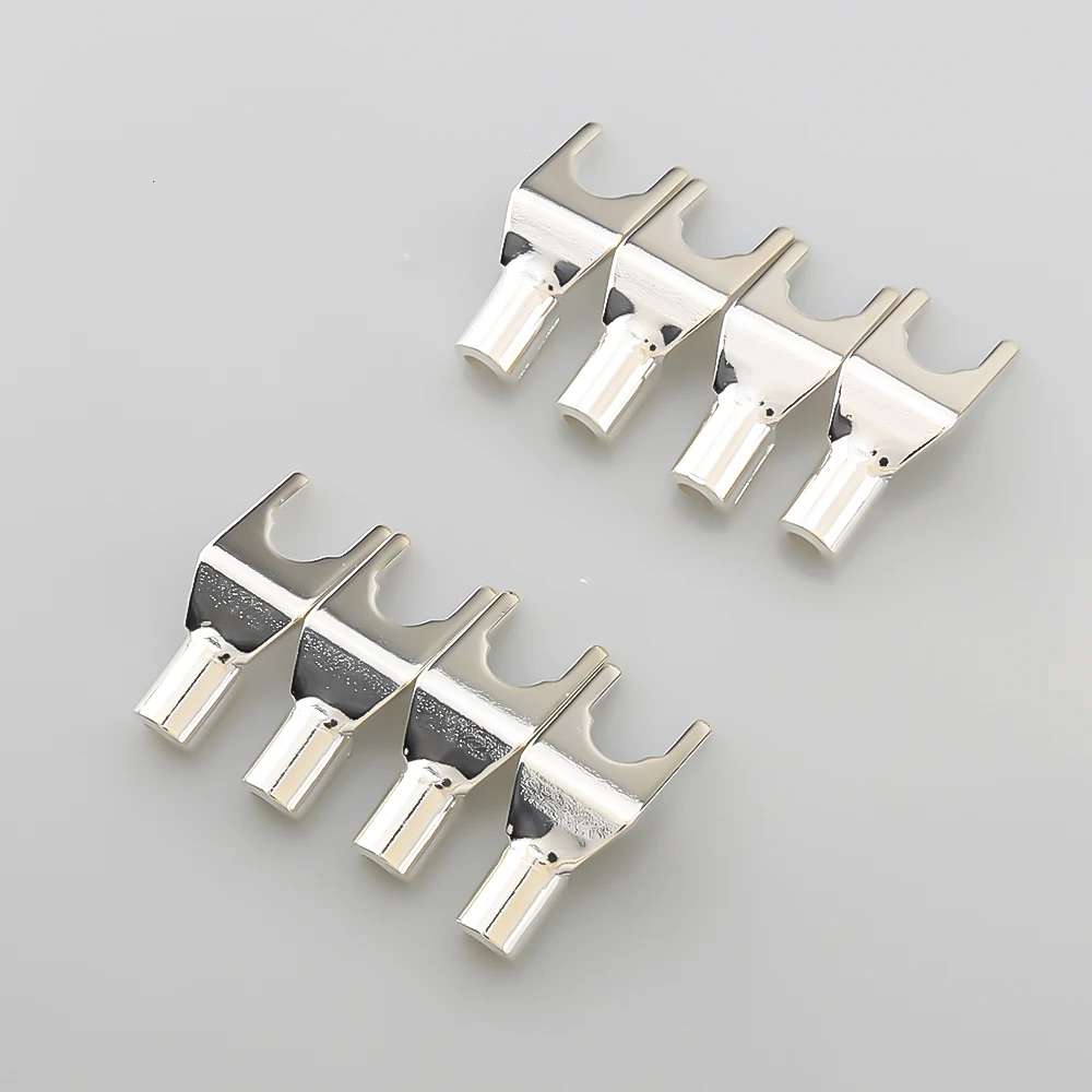 

Audiocrast 8pcs Hi-end Silver plug Silver plated Spade Plug Speaker Cable Wire Connector HiFi Silver plated spade