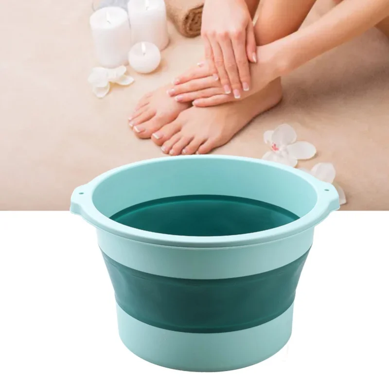 

Ванна для ног, пластиковое портативное складное ведро для замачивания ног с массажем акупунктурной точки для домашнего общежития, путешествия, светло-зеленый