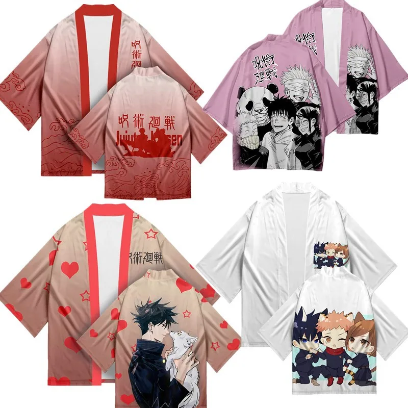 Anime Jujutsu Kaisen Gojo Satoru Kimono Men Cos Cloak Taoist Robe 3D Digital Printing Tops Women Daily Street Clothing