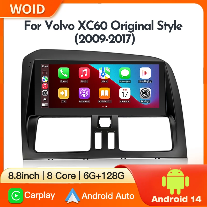 Android 14 Carplay Auto Radio reproductor Multimedia pantalla de estilo de coche Original para Volvo XC60 que 1 2009-2017 DSP GPS estéreo BT