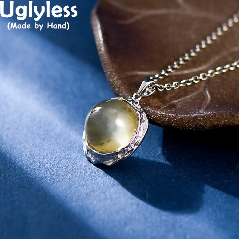 

Uglyless Transparent Egg Face Crystals Pendants for Women Simple Crystal Necklaces NO Chains 925 Sterling Silver Exotic Jewelry