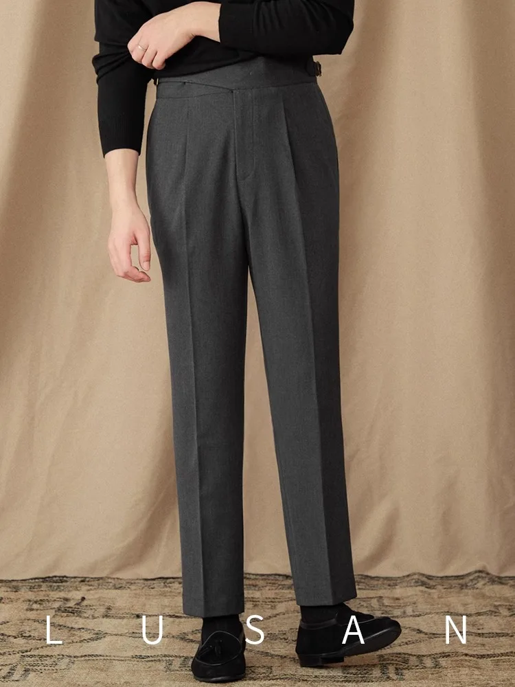 

Men's Winter Brushed Trousers - Business Commuter Casual Gurkha Straight Leg Thick Pants