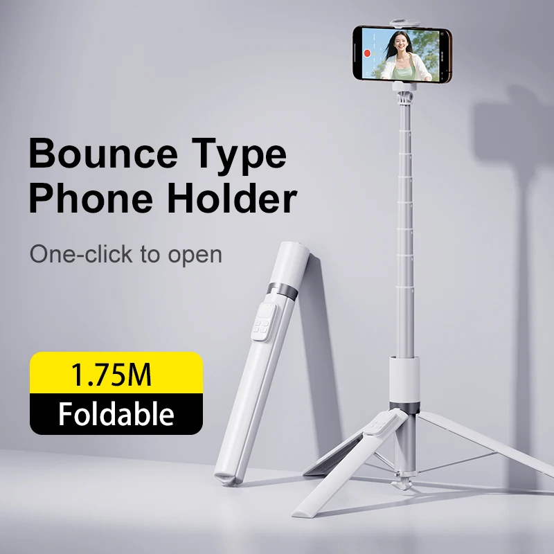 

1.75M Handheld Selfie Stick Telescopic Rod Tripod Bounce Type Phone Holder With Bluetooth Remote for Shooting Live Streaming
