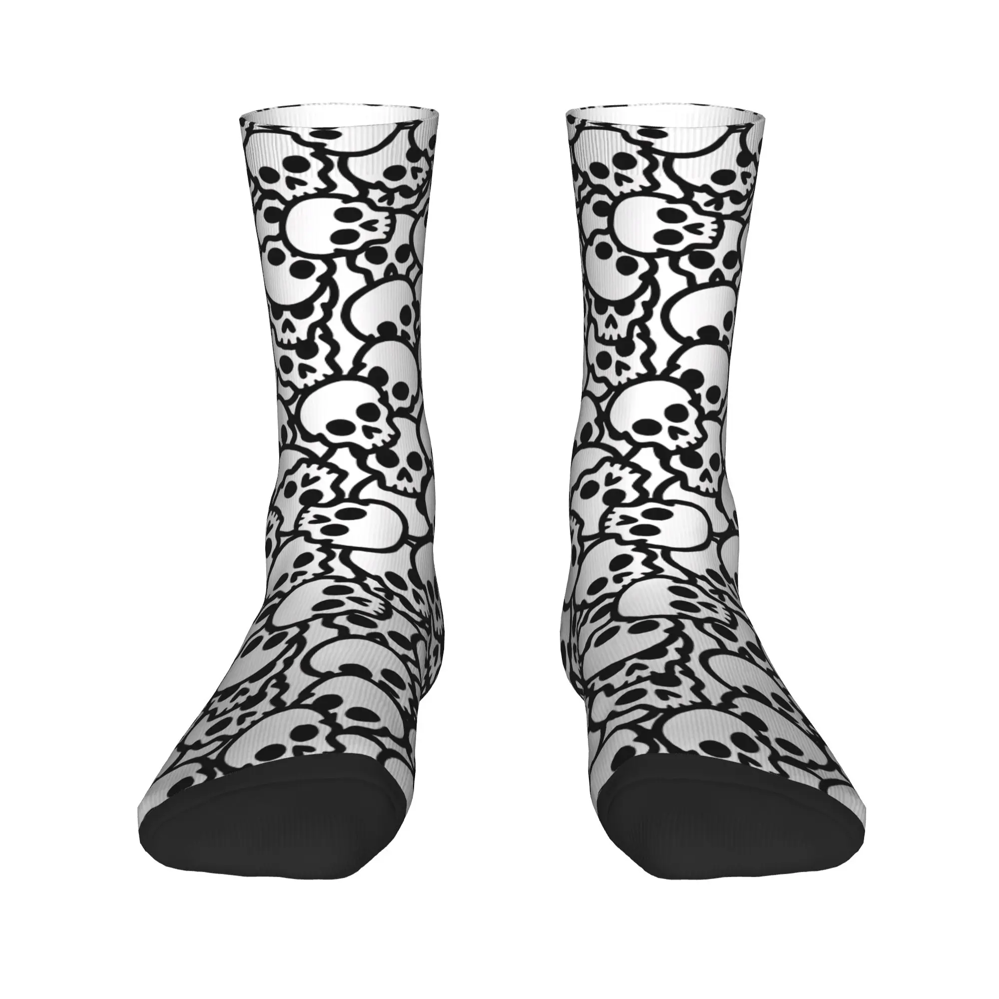 Men Socks Simple Line Art Stacked Skulls Seamless Pattern  Stockings Autumn Funny Comfortable Socks Running Anti-Slip Socks