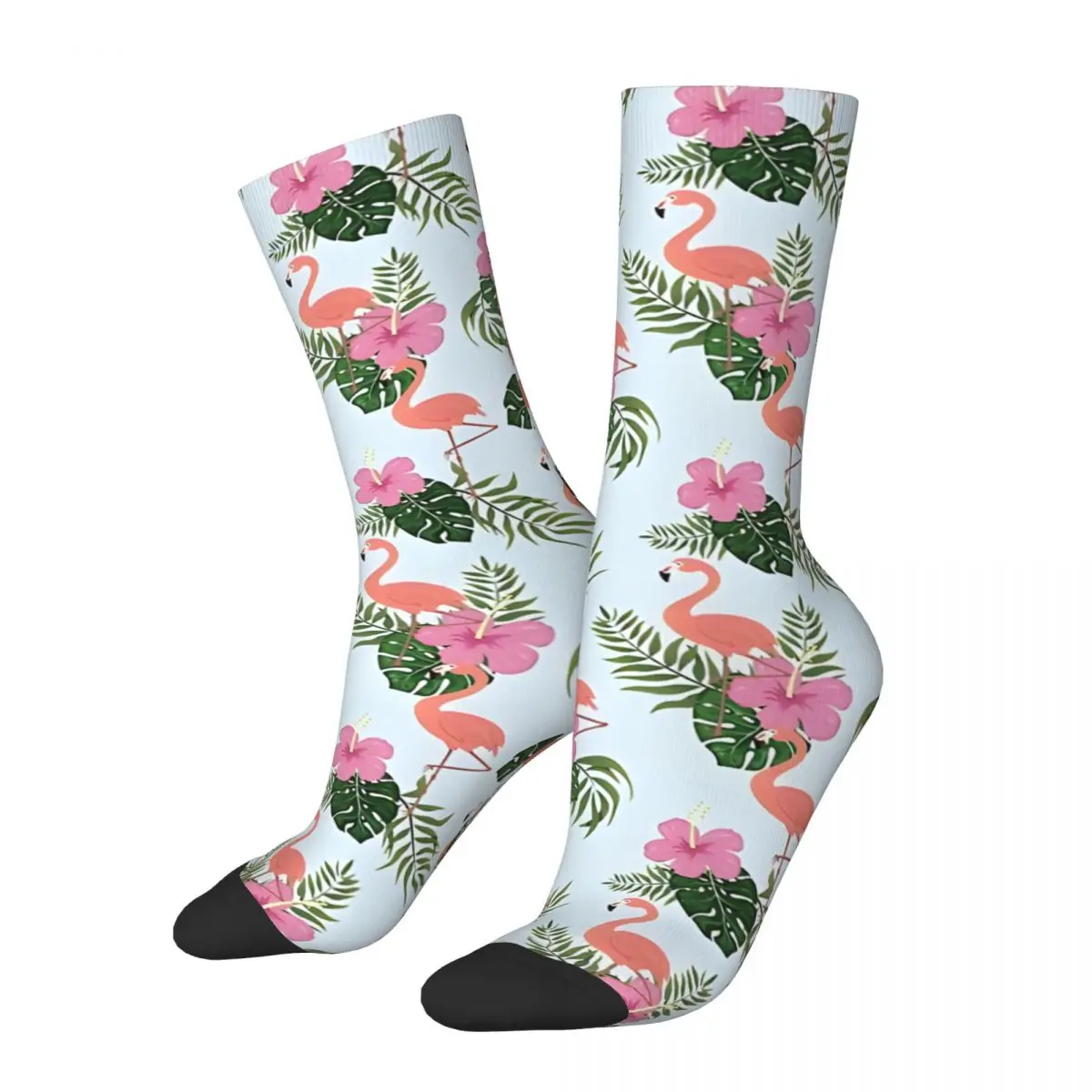 Water Bird Waterbird With Flowers Flamingos Kawaii Socks Shopping Cartoon Pattern Socks