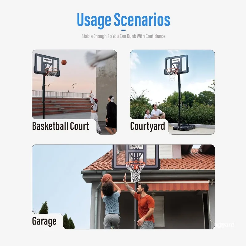 Portable Basketball Hoop Outdoor, 4.8-10FT Height Adjustable Basketball Hoop Goal System