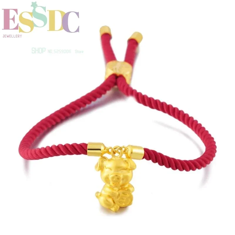 Pig Year New Style Red Rope Chain Bracelet Lucky Golden  Charm  Vietnamese Sand Gold Fashion Women's Accessories
