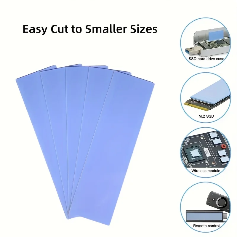 4pcs of Silicone Cooling Pads for M.2 2280 SSD NVMe, Graphics Card, Hard Drive, Memory, Thermal Conductive Silicone Sheet