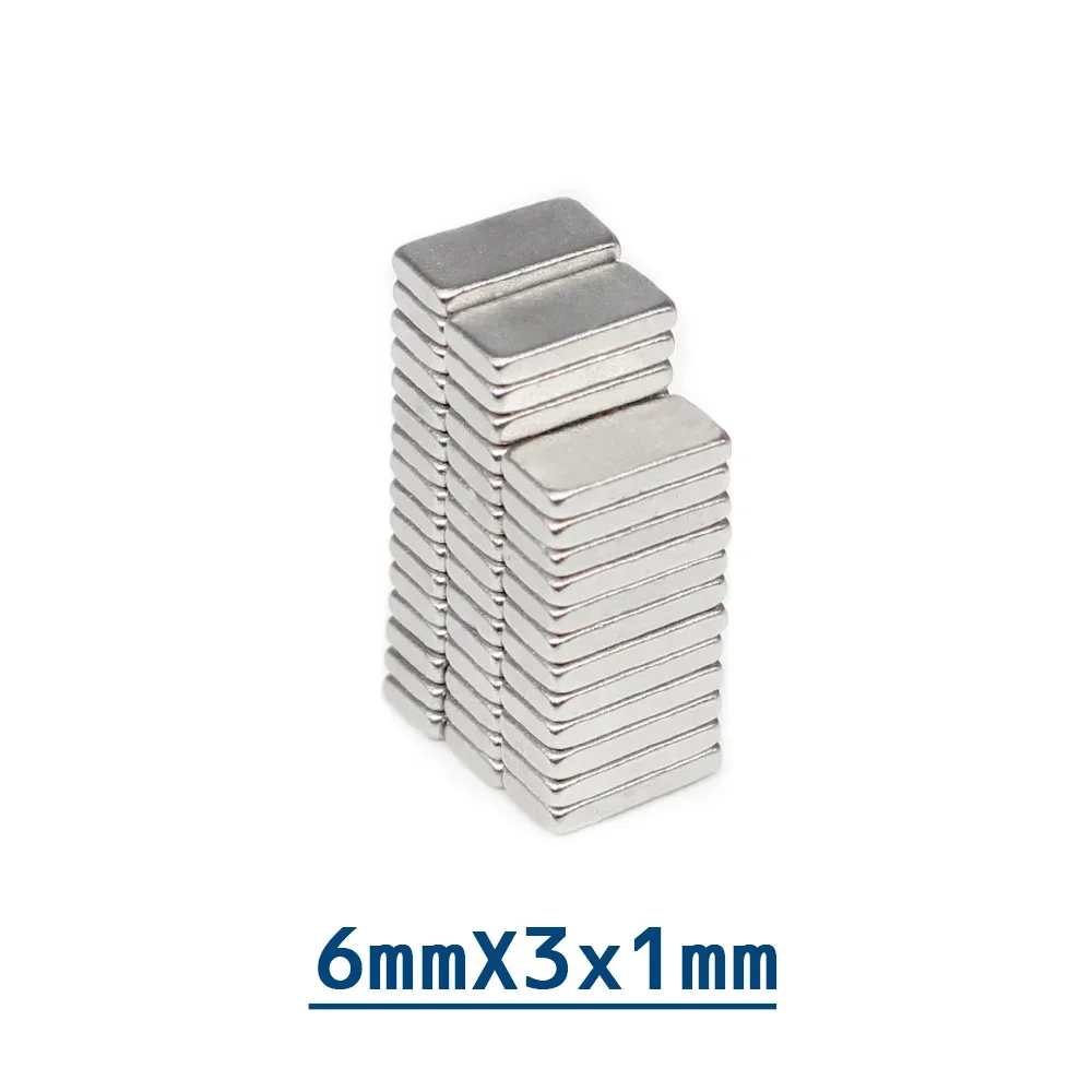 50/100/200/500/1000/1500PCS 6x3x1 Thin Block Neodymium Magnets Sheet 6x3x1mm Powerful Strong Magnetic Magnet Strong 6*3*1 mm