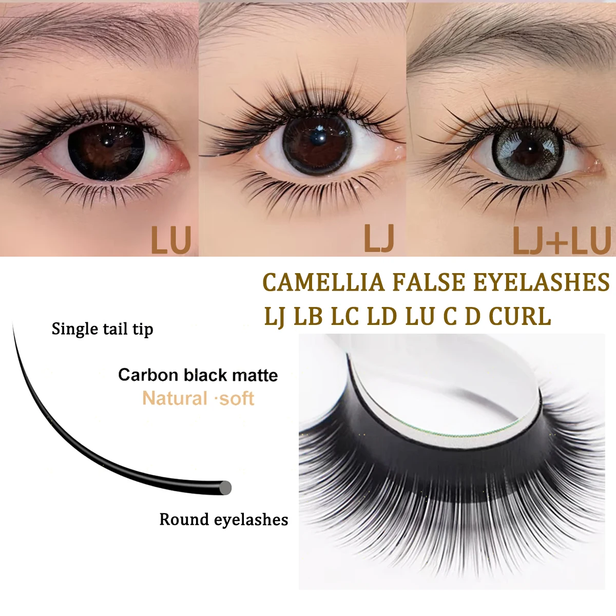 Domi Camellia False Eyelashes LB LC LJ LD C D  Curl Cashmere Classic Eyelashes Extensions Mixed Tray Premade Russian Volume Fans