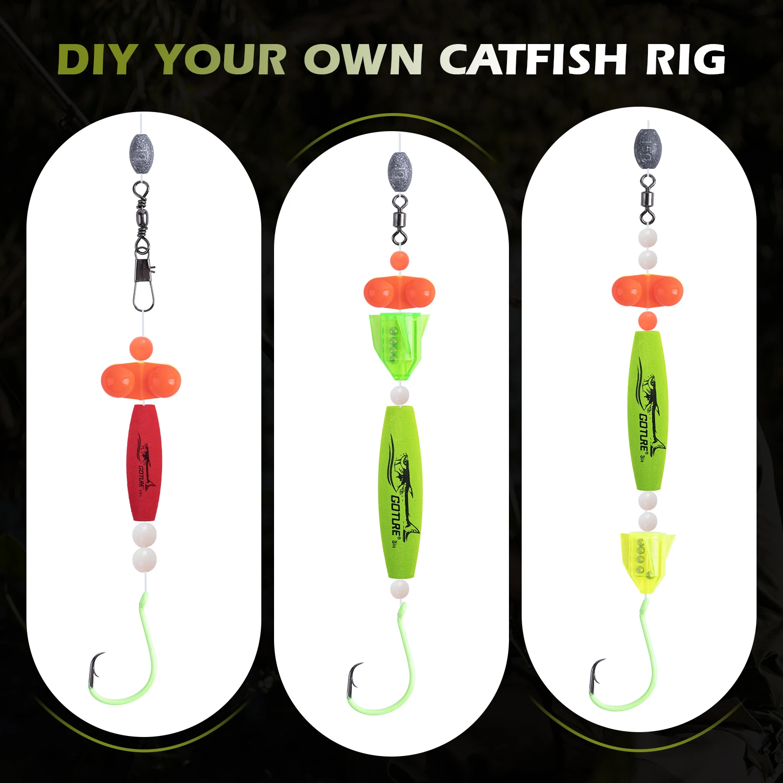 Goture montaje para siluro con flotadores de corcho y cascabeles - imagen 2