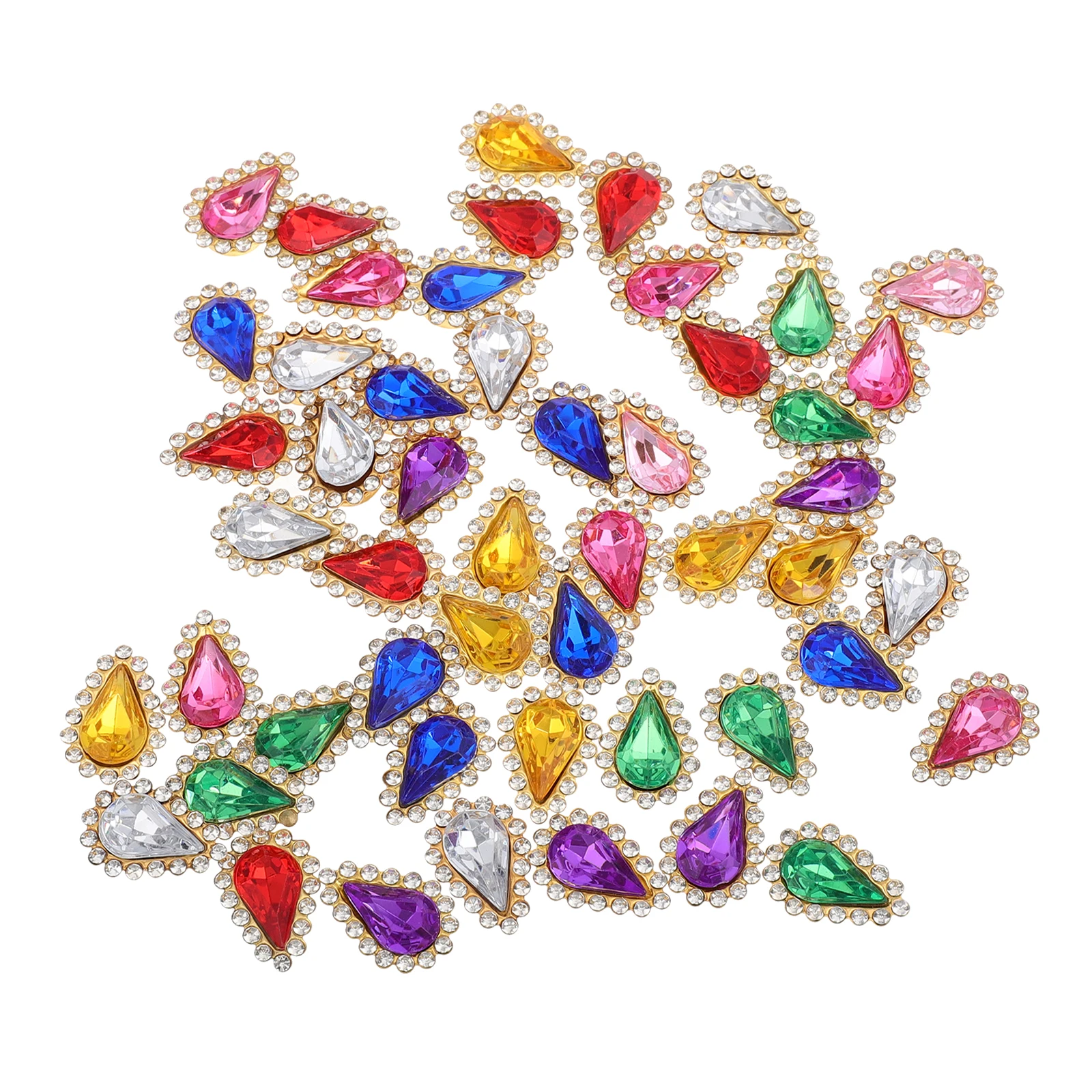 

100pcs Sunflower Sew-On Rhinestones Colored Teardrop Flatback Metal Stones For Diy Jewelry Hair Clips Clothing Craft Bridal