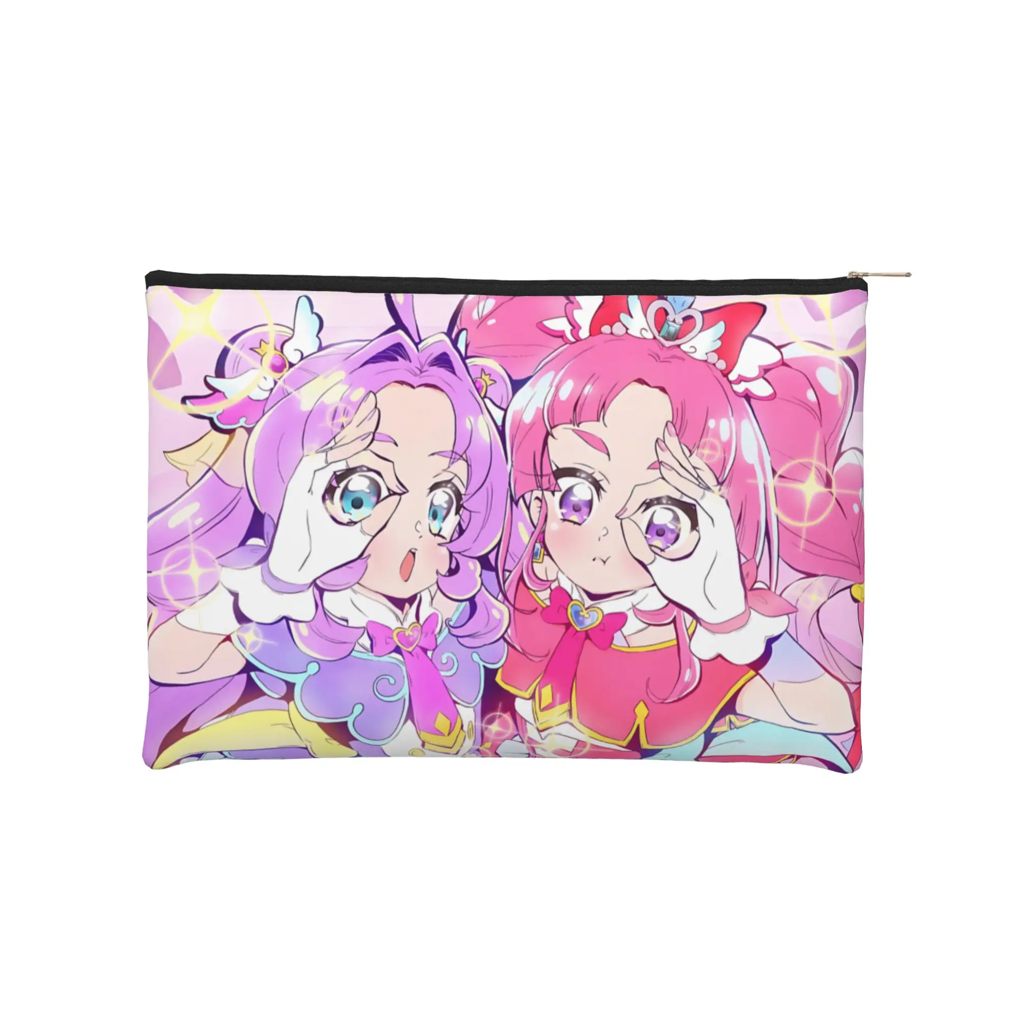 its bag Foldable Cute pouch Pretty Cure Makeup Bag Anime Princess Toiletry Bag with Zipper Cosmetic Pouch