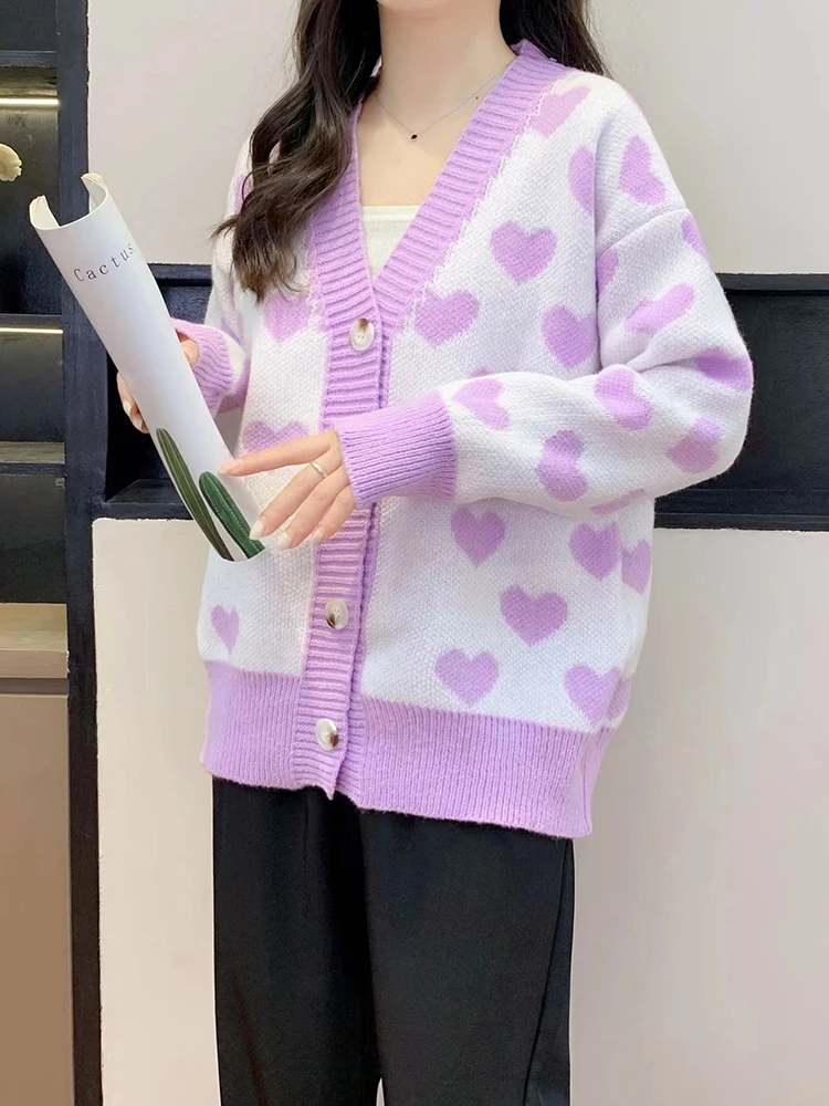 Cute Soft Knitted Cardigan Women Casual Single Breasted Sweater Coat Korean Fashion Knitwears Tops Spring Fall Knit Outerwears