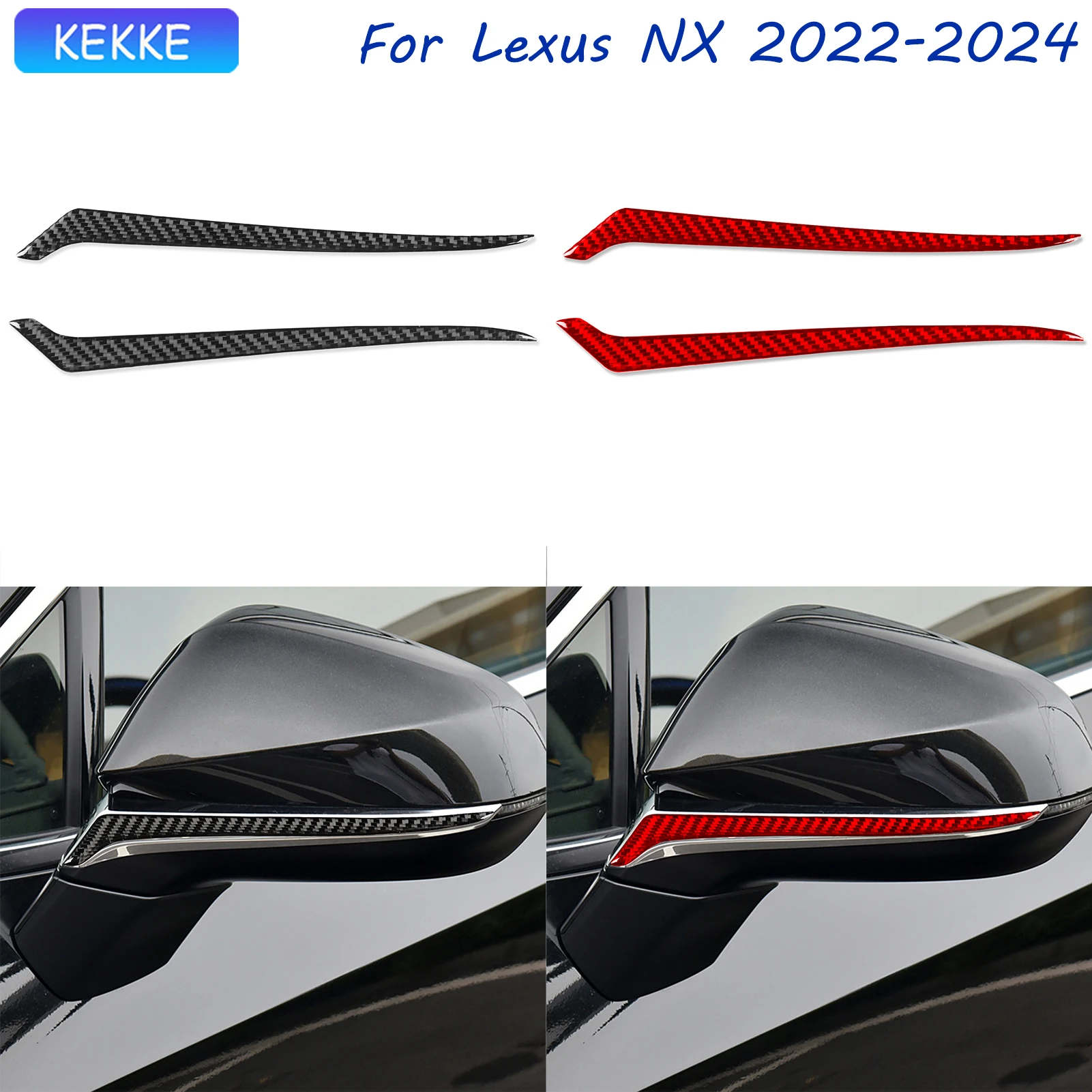 

For Lexus NX Accessories 2022-2024 Rearview Mirror Real Carbon Fiber Trim Cover Tuning Sticker Auto Decorative Decal Piano Black